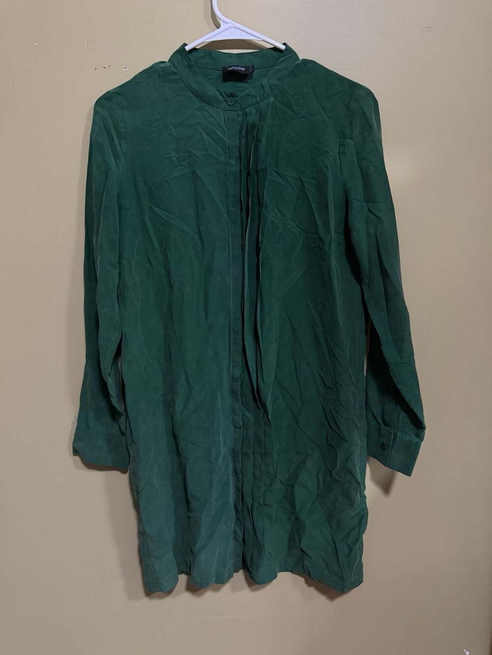 Kate Spade Saturday Emerald Green Silk Pintuck Tunic Dress